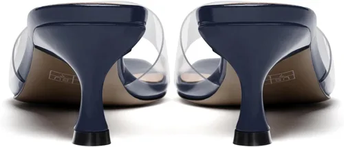 Miniatura 4 de MODENCOCO Sandalias de tacón bajo con puntera abierta para mujer, estilo casual, con patente transparente, de 2 pulgadas