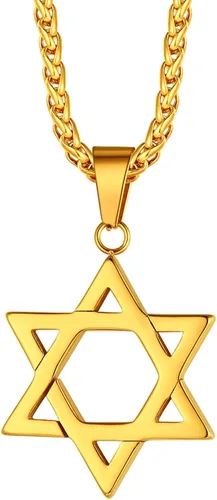 Richsteel Star of David Necklaces for Women Mens Stainless Steel18K Gold Plated Hexagram Pendant Jewish Israel Jewelry
