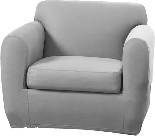 Miniatura 5 de SureFit Ultimate Stretch - Funda de piel para sofá biplaza de 3 piezas, color gris claro