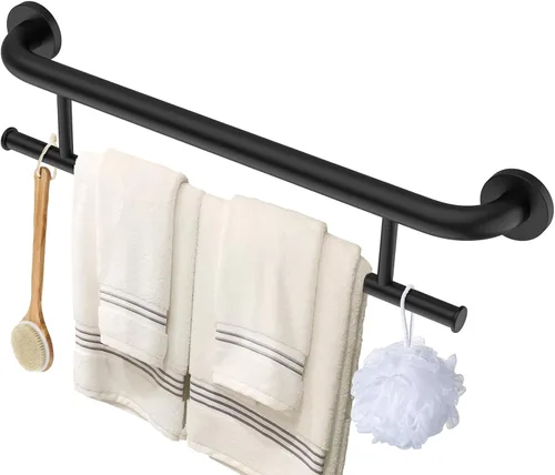 Miniatura 21 de Toallero de níquel cepillado con barra de agarre, mango de soporte equilibrado de seguridad de acero inoxidable de 17 pulgadas, toallero
