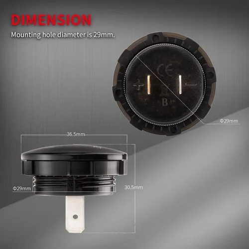 Miniatura 2 de DaierTek DC 12V 24V Display Automotriz Voltímetro de Reemplazo, Medidor de Voltaje Digital de 12 Voltios 24 Voltios 36 Voltios Impermeable Mini