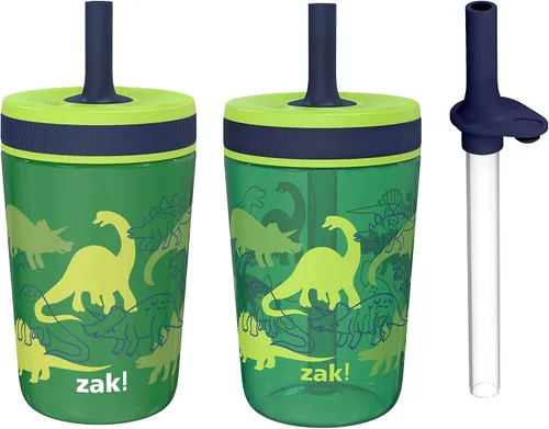 Miniatura 27 de Zak Designs Baby Shark Kelso - Juego de vasos con tapa de rosca a prueba de fugas con pajilla, paquete para niños, incluye vasos de plástico y acero