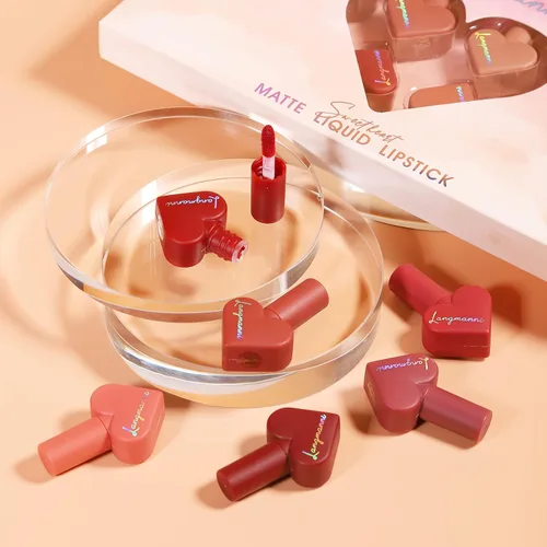Miniatura 3 de LANGMANNI Juego de lápices labiales de larga duración a prueba de agua líquida mate de 12 colores Sweet Heart Velvet Matte