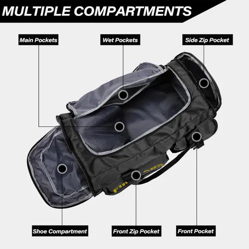 Miniatura 5 de Bolsa de gimnasio para hombres y mujeres, 65L de gran capacidad, bolsa de viaje 3 en 1, mochila convertible con compartimento para zapatos