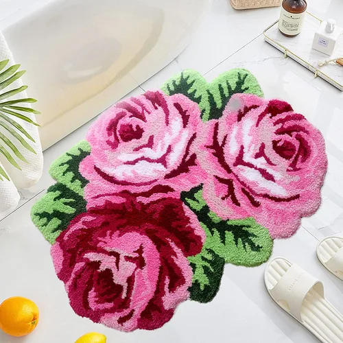 Miniatura 23 de UKELER Alfombras de baño con rosas rojas para baño, antideslizantes, absorbentes, alfombras de cocina, peludas, suaves, para dormitorio de niñas