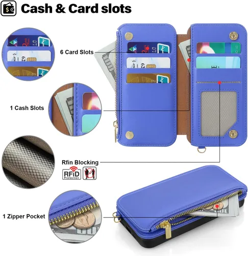 Miniatura 3 de Antsturdy Funda tipo cartera desmontable 2 en 1 para iPhone 14 Pro Max con MagSafe, bloqueo RFID, magnética, carga inalámbrica, funda de piel