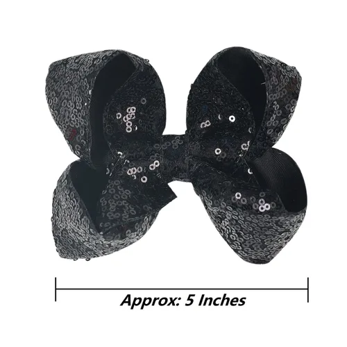 Miniatura 3 de 2 horquillas encantadoras de 5 pulgadas con lazo de hada: pinza de lentejuelas multicolor para niños y adolescentes (negro)