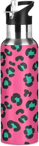 Miniatura 8 de Leopard Spots Pink Stainless Steel Water Bottle 32 Oz, BPA-Free Sports Water Bottle with Straw Leakproof Water Bottles