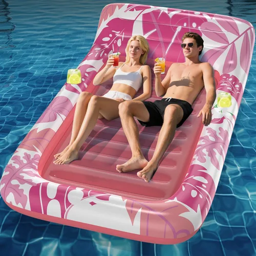 CACSPS Flotadores inflables de piscina para adultos, sillas flotantes con portavasos, flotadores de piscina resistentes para diversión acuática de