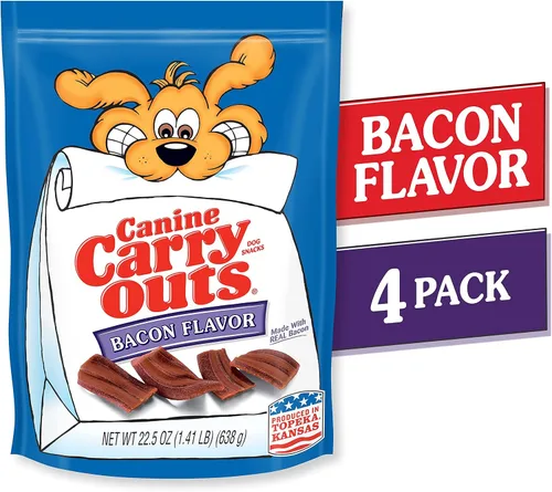 Miniatura 2 de Canine Carry Outs Golosinas para perros, sabor a tocino, 22.5 onzas (paquete de 4), hechas con tocino real