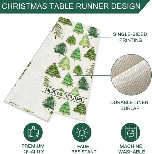 Miniatura 7 de OTOSTAR Camino de mesa de árbol de Navidad, Navidad, Navidad, Navidad, Navidad, caminos de mesa de cocina, comedor, decoración de mesa de lino