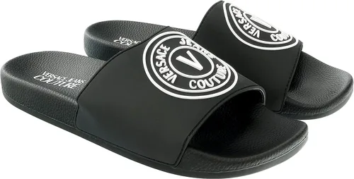 Miniatura 5 de Versace Jeans Couture Tobogán de piscina con logotipo de medallón negro para hombre