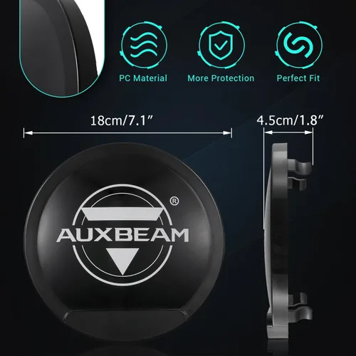 Miniatura 5 de Auxbeam Cubiertas redondas de luz todoterreno de 7 pulgadas, cubierta de luz negra redonda con logotipo para luces redondas de conducción