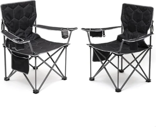 SUNNYFEEL Sillas de campamento para adultos, silla de campamento acolchada de gran tamaño, resistente, 500 libras, silla de césped portátil con
