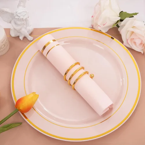 Miniatura 6 de BUCLA 100 servilletas desechables de 3 capas de color rosa, servilletas de papel rosa desechables de alta calidad, servilletas de cena desechables