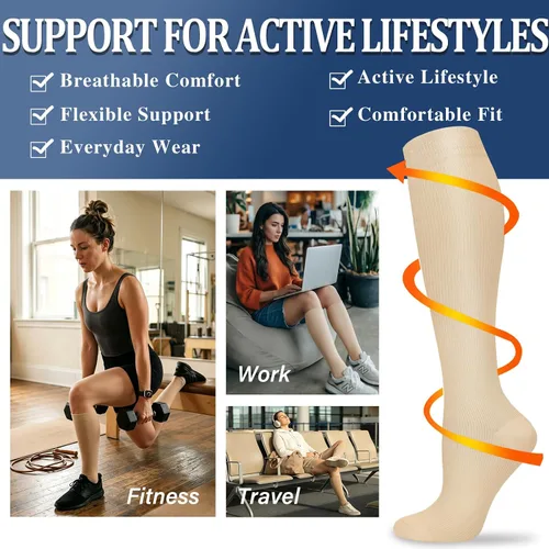 Miniatura 3 de Calcetines de compresión para mujeres y hombres circulación (3 pares) son el mejor apoyo para correr, atletismo, ciclismo, senderismo