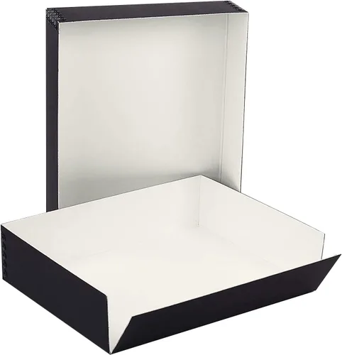 Miniatura 3 de Lineco, Caja de almacenamiento de museo 9x12x3, tapa removible y diseño frontal abatible. Archivo sin ácidos con borde de metal. Para almacenar Negro