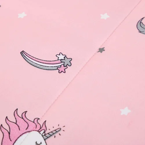 Miniatura 7 de Uozzi Bedding Bed in a Bag - Juego de edredón reversible de 7 piezas, tamaño Queen, color rosa unicornio con estrella arcoíris, microfibra suave