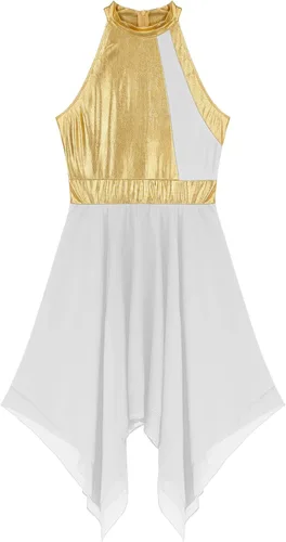 Miniatura 60 de easyforever Vestido de baile sin mangas con bloques de color para mujer, alabanza litúrgica, ropa de baile lírico, vestido de bata de adoración