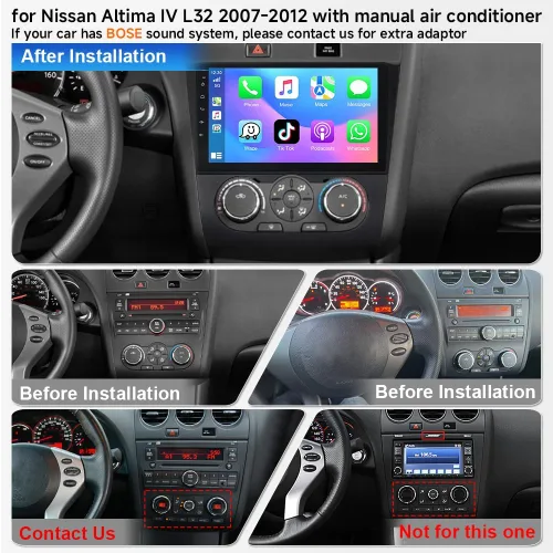 Miniatura 2 de ASURE Kit de radio estéreo de coche de 9 pulgadas para Altima 2007-2012 manual de aire acondicionado, 8Core 4G+64G unidad de navegación