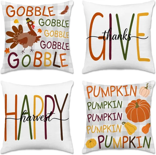 Miniatura 30 de pinata Juego de 4 fundas de almohada de otoño de 18 x 18 pulgadas, almohadas decorativas de otoño para sofá, hogar y exterior, decoración de otoño