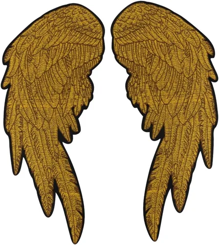 Parches de alas de ángel para planchar con alas doradas bordadas para motocicleta, motivo para ropa de bricolaje, alas doradas, accesorios de ropa,