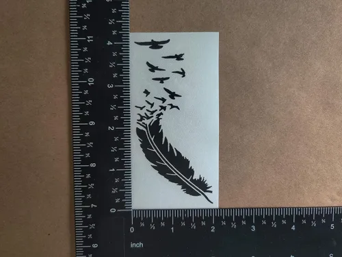 Miniatura 4 de Paquete de 4 calcomanías de plumas: pájaros volando de plumas, plumas que se convierten en pájaros, plumas negras (plumas negras)