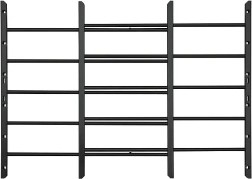 Grisham AWG Barras de Seguridad Fijas para Ventana, (Negro, 5 Barras) 22'' Alto x 22''- 38 1/2'' Ancho Ajustable Protectores de Seguridad para
