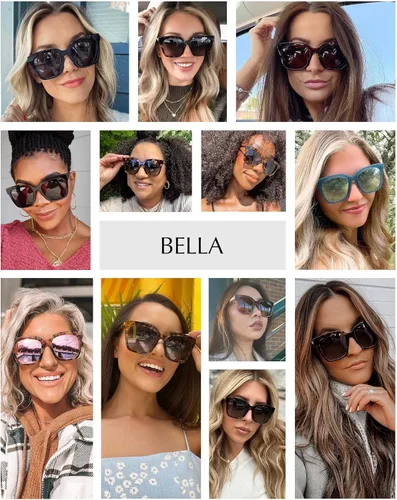 Miniatura 4 de DIFF Bella Designer - Gafas de sol cuadradas de gran tamaño para mujer, 100% protección UVAUVB, colores de moda de moda Tortoise