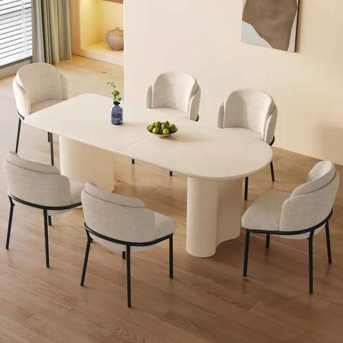 Miniatura 17 de Miuuod Mesa de comedor que ahorra espacio para apartamentos pequeños para 4-6 personas, muebles resistentes de mediados de siglo