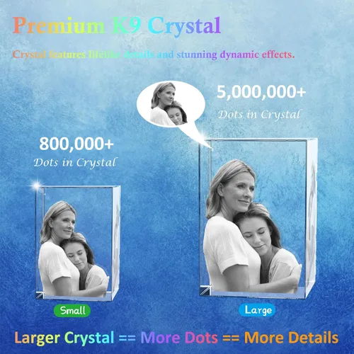 Miniatura 4 de Foto de Cristal 3D Personalizada, Marco de Fotos de Vidrio Grabado con Láser Personalizado, Excelentes Regalos de Aniversario, Cumpleaños, Navidad