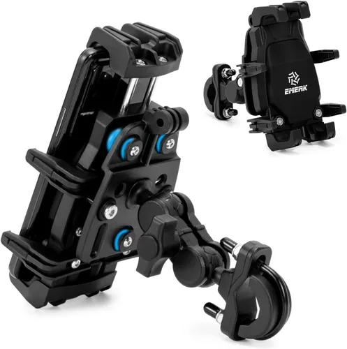 Miniatura 9 de EMERK Soporte para Teléfono de Motocicleta - [Amortiguador de Vibración Dual] [Anti-Vibración Anti-Robo] Soporte para Teléfono de Bicicleta, Cuna