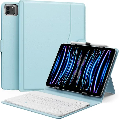 Miniatura 15 de MoKo Funda universal para tablet con teclado QWERTY para tablet de 9", 9.7", 10.1", 10.2", 10.4", 10.5", 10.9", con teclado Bluetooth inalámbrico