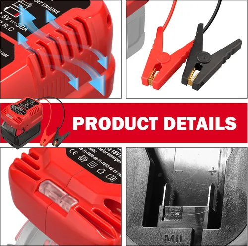 Miniatura 8 de Adaptador de puente compatible con batería Milwaukee de 18 V M18, kit de arranque de puente de 11 AWG cable de 18 V, cable de arranque automático