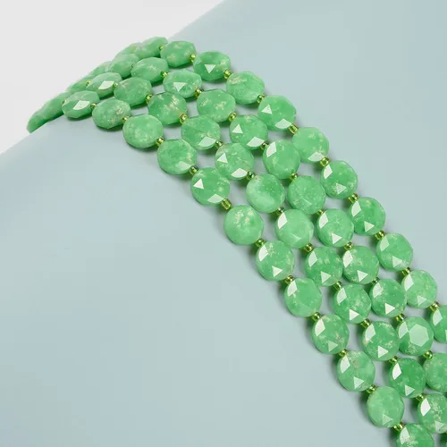 JM Design Hexagrama verde de la jadeíta que corta las cuentas facetadas de la moneda tamaño 39.4 ft m 15.5" filamento para la fabricación de la