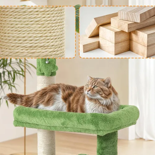 Miniatura 6 de Colección Athena - Pequeño Árbol para Gatos con Torre y Rascador, Árbol para Gatos Moderno y Bonito de 32 Pulgadas con Confortable Nido, Bola