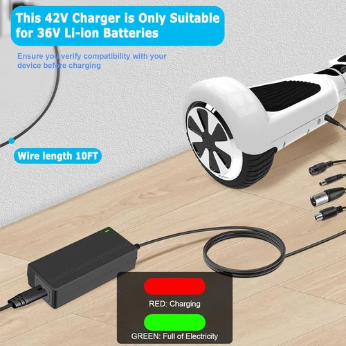 Miniatura 4 de Cargador de repuesto de 42V 2A para scooter eléctrico de 36 V, batería de litio Ebike, cargador de scooter 5 en 1 para Gotrax, Jetson, Swagtron