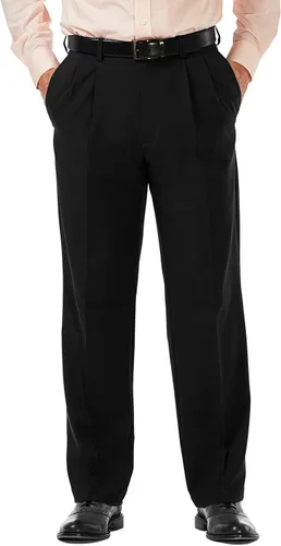 Haggar Cool 18 Pro para hombres - Pantalón de ajuste clásico, con plisado frontal y cintura expandible oculta, tallas regulares y grandes y altas