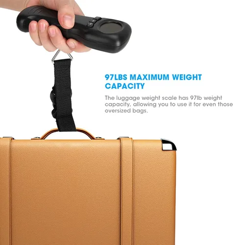 Miniatura 2 de Báscula de equipaje, báscula de equipaje de 97.0 lbs97 libras, báscula digital LCD para maletas para viajes, equipaje de aerolínea, paquetes de envío