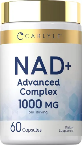 Carlyle Suplemento NAD+ para mujeres y hombres | 1000 mg | 60 cápsulas | Complejo avanzado con resveratrol y colágeno | Sin OMG y sin gluten