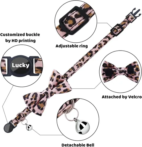 Miniatura 2 de Collares personalizados de gato con campana de lazo, liberación rápida, impresión HD, collares de gatito personalizados para niñas y niños
