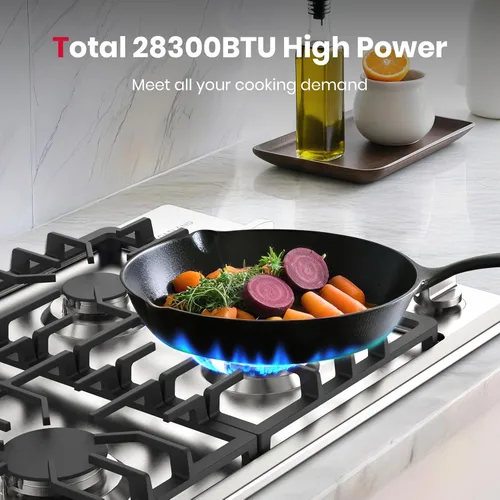 Miniatura 2 de GASLAND Cocina de gas de 30 pulgadas con 4 quemadores PRO GH2304SS, cocinas de gas NG/GLP convertibles a gas natural y propano, encendido