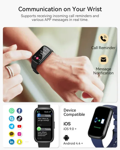 Miniatura 6 de Rastreador de salud y fitness, relojes de fitness para hombresmujeres con frecuencia cardíaca, oxígeno en sangre, monitor de sueño, reloj