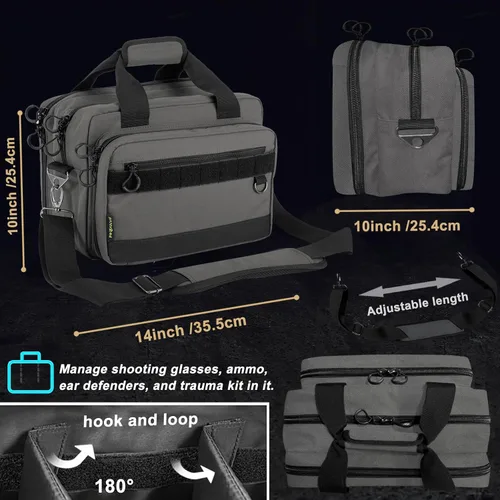 Miniatura 4 de PROFOCUS Bolsa de gama para pistolas y munición con cremalleras bloqueables Gris