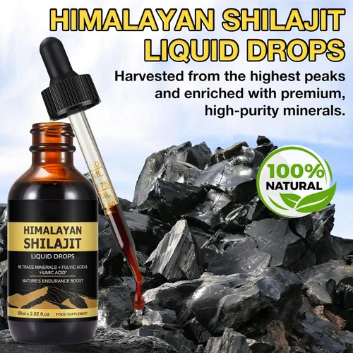 Miniatura 2 de Shilajit - Gotas de resina pura del Himalaya, suplemento de oro líquido de resina orgánica Shilajit con más de 85 oligominerales, apoya la energía
