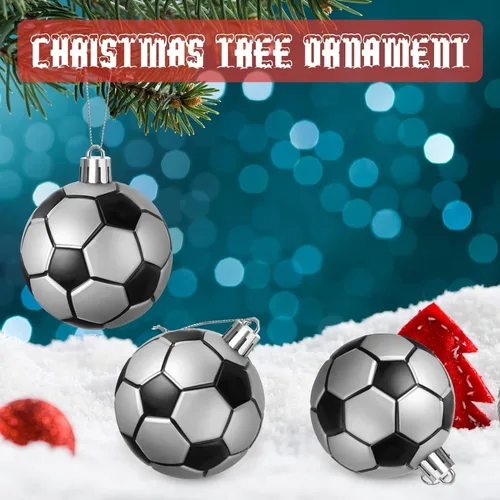 Miniatura 4 de Leitee 18 Piezas Pelotas de Fútbol de Plástico Navideñas de 2.36 Pulgadas Adornos para Árbol de Navidad con Asa para Colgar Adornos Decorativos
