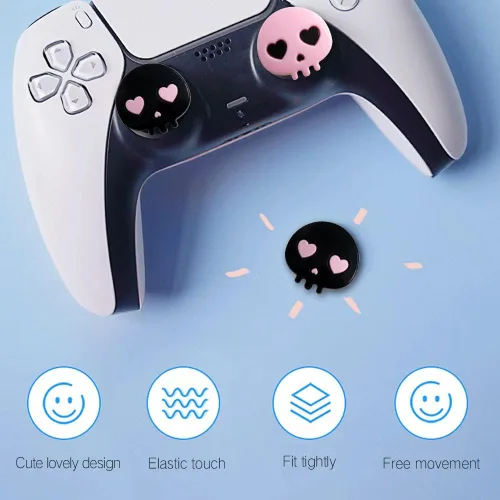 Miniatura 2 de PERFECTSIGHT Lindas tapas de agarre para el pulgar para el controlador PS5/PS4, tapas analógicas de silicona para Halloween para Xbox Series X/S