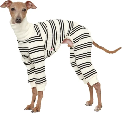 Miniatura 12 de D Doggy Star - Suéter de galgo italiano de cuello de tortuga, conjunto de mono de vellón cálido, ropa de Whippet para perro (XL, azul marino Pkt)