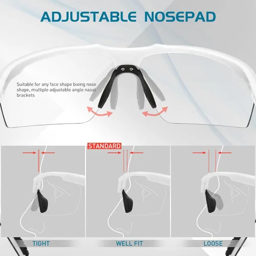 Miniatura 5 de SCVCN Gafas de sol deportivas fotocromáticas para ciclismo, gafas transparentes para hombres y mujeres, protección UV400, MTB BMX, pesca, correr