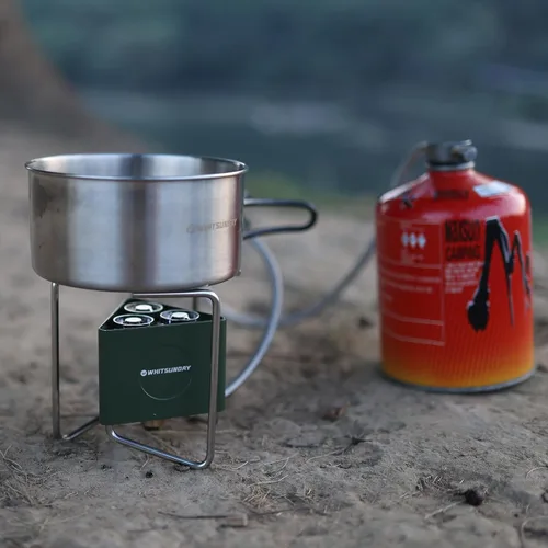 Miniatura 6 de Whitsunday Estufa de camping de 6800 W, 3 quemadores, resistente al viento, portátil, con adaptador de recipiente de combustible, encendido